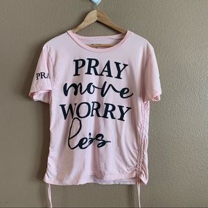 On Fire Pray More Worry Less Cinch Top Size 1X